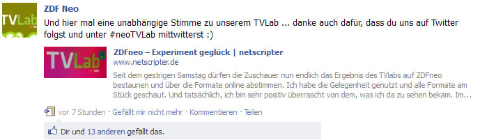 ZDFneo twittert mich an (Frank Krause / ZDFneo / Facebook)