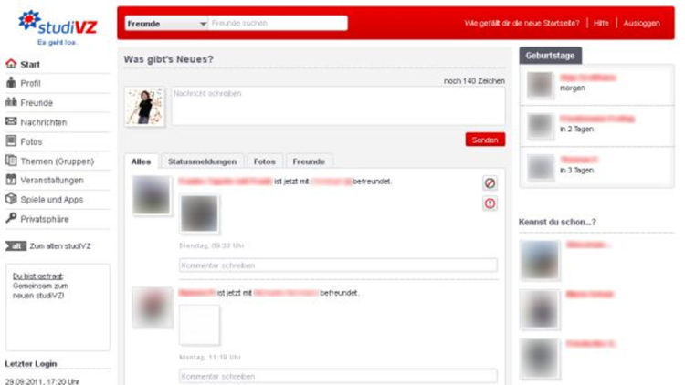 StudiVZ Relaunch: Neues Design (Screenshot: StudiVZ / Frank Krause)