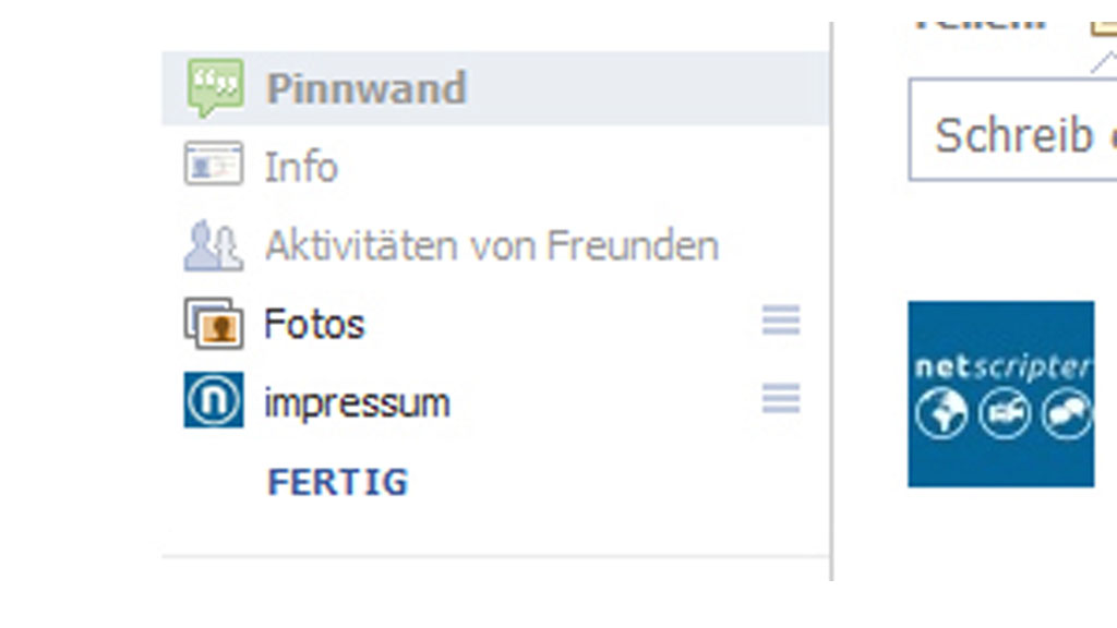 Eigene Tabs für die Facebook Seite (Screenshot: Frank Krause / Facebook)