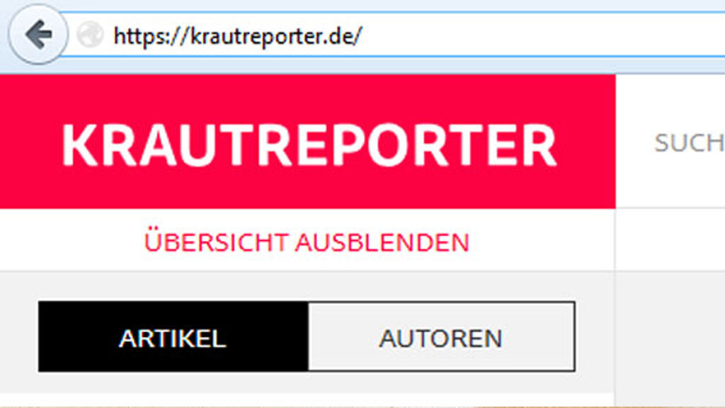 Die Startseite der Krautreporter (Screenshot: Frank Krause / Krautreporter)